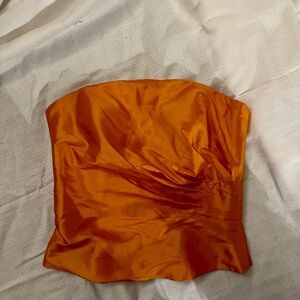 Orange Taffeta Bustier Corset Strapless Top